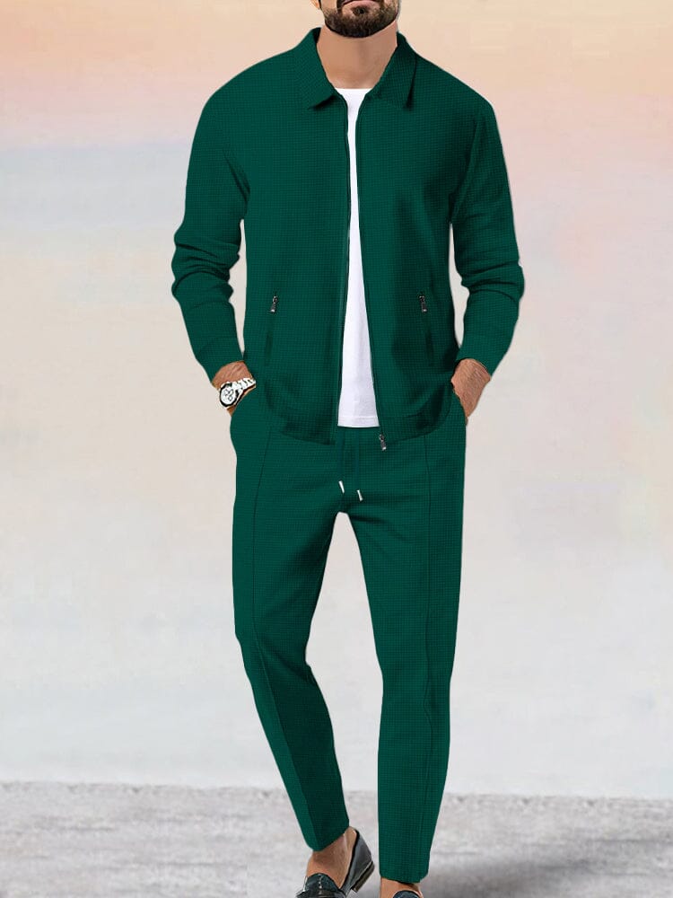 Ensemble veste gaufrée douce style athleisure