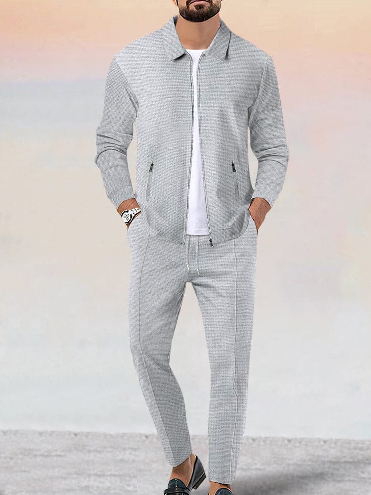 Ensemble veste gaufrée douce style athleisure