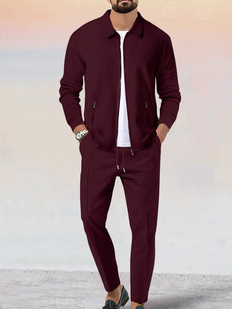 Ensemble veste gaufrée douce style athleisure