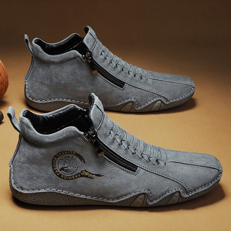 Lässige, handgefertigte Herren-Ankle-Boots aus Leder mit bequemer, weicher Sohle