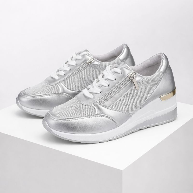 Neue orthopädische Damen-Sneaker mit Schnürsenkeln und seitlichem Reißverschluss