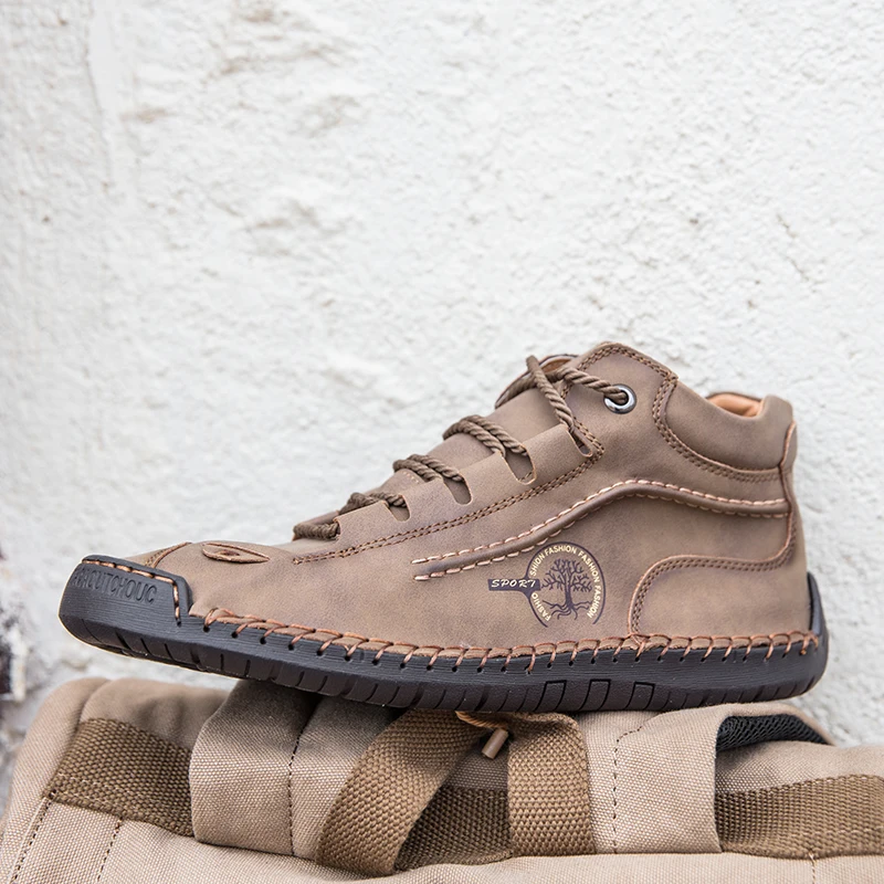 (⏰LAST DAY - 50% OFF🛒)Men's Retro Hand-Stitched Pigskin Boots – Wide Toe, Breathable, Non-Slip, Arch Support, Memory Foam Insole, Lightweight & Comfortable for Walking & Driving