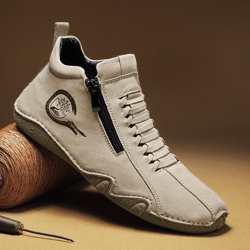 Lässige, handgefertigte Herren-Ankle-Boots aus Leder mit bequemer, weicher Sohle