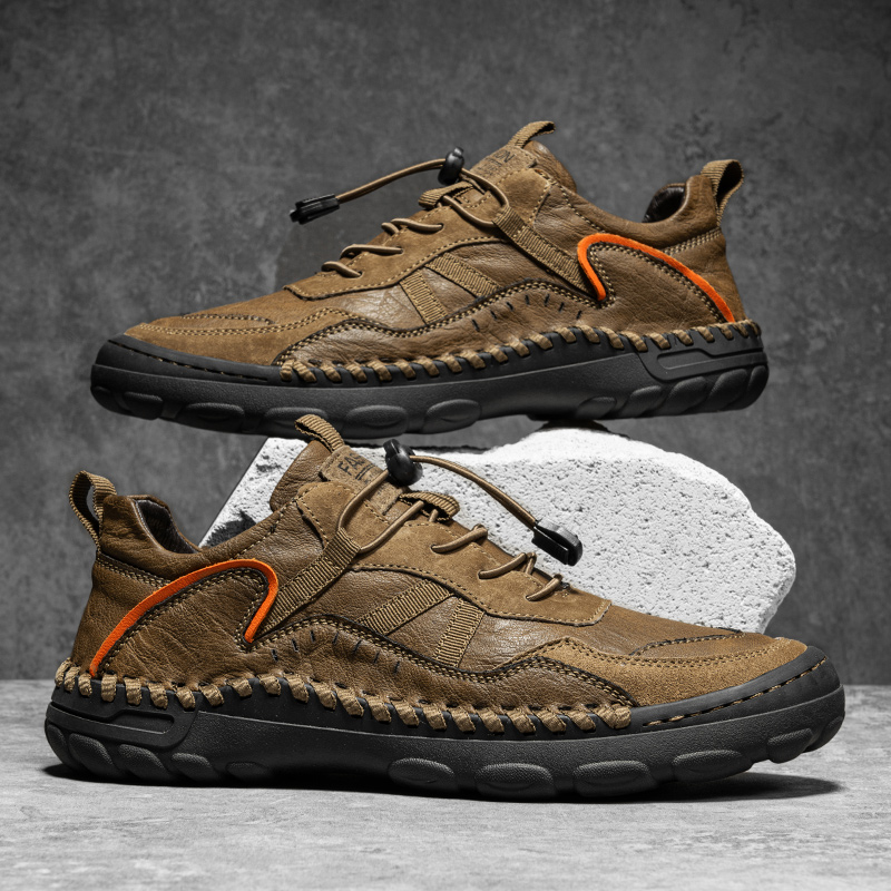(⏰Clearance Sale-70%OFF🔥)Men's Premium Leather Walking Shoes with Arch Support, Hand-Sewn Casual Driving Shoes, Soft Non-Slip Outdoor Loafers, Easy Lace-Up, Comfortable and Durable