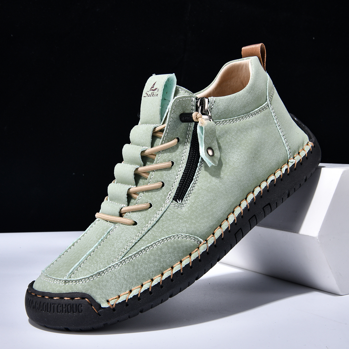 ⏰ Ausverkauf – 70 % Rabatt 🔥 Herren-Freizeitstiefel für draußen – Echtes Leder, breite Zehenpartie, Reißverschluss zum einfachen An- und Ausziehen