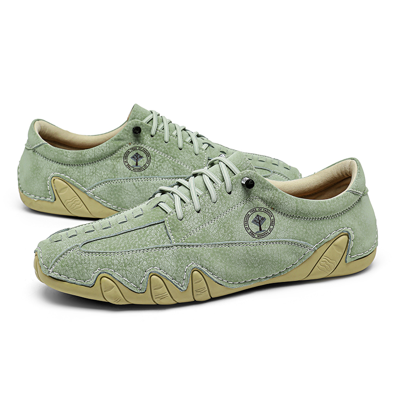 (🎁Free Orthotic Insoles🔥)Men’s Handmade Premium Cowhide Leather Lace-Up Dress Shoes with Arch Support, Breathable for Summer Walking & Driving