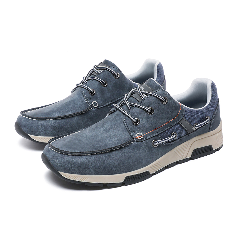 ⏰Limited Time 60% OFF🛒 Men's Comfortable Lace-Up Walking Shoes – Washed Denim-Style Leather With Arch Support, Heel Pain Relief & All-Day Comfort for Casual Daily Wear