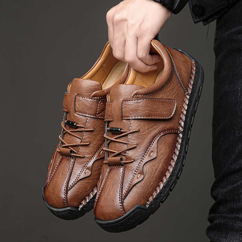 (⏰LAST DAY-70% OFF🛒)Men's Hand-Stitched Outdoor Work Shoes – Premium Cowhide Upper, Breathable, Arch Support, Soft Lining, Anti-Collision Toe, Shock-Absorbing Non-Slip Sole