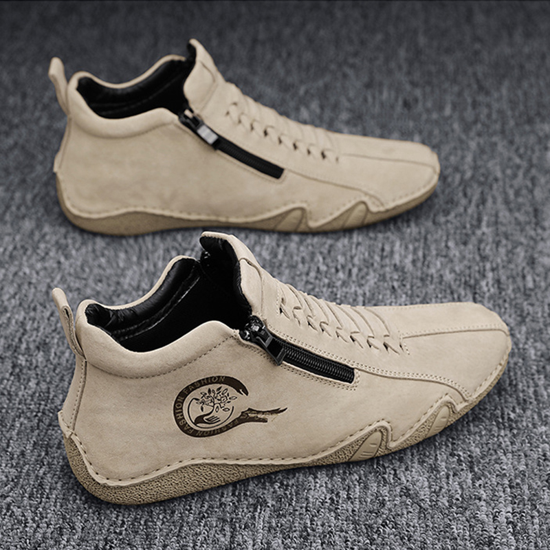 Lässige, handgefertigte Herren-Ankle-Boots aus Leder mit bequemer, weicher Sohle