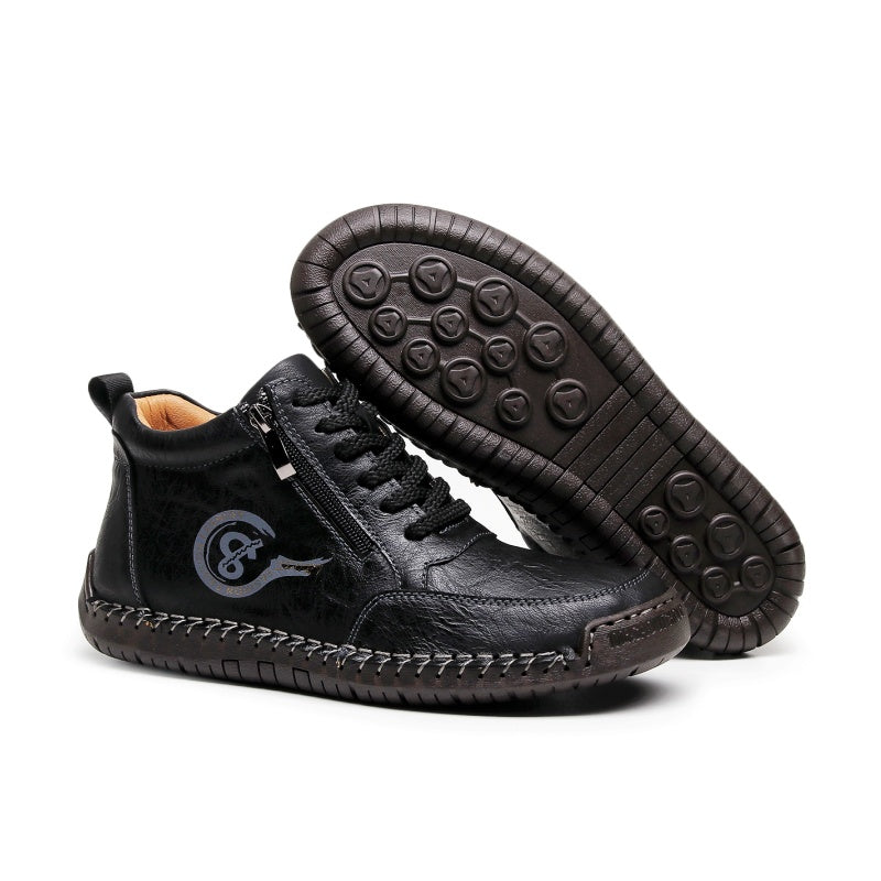 Vintage-Motorrad-Arbeitsstiefel für Herren – Handgefertigt, wasserdicht, rutschfest, strapazierfähige Outdoor-Schuhe