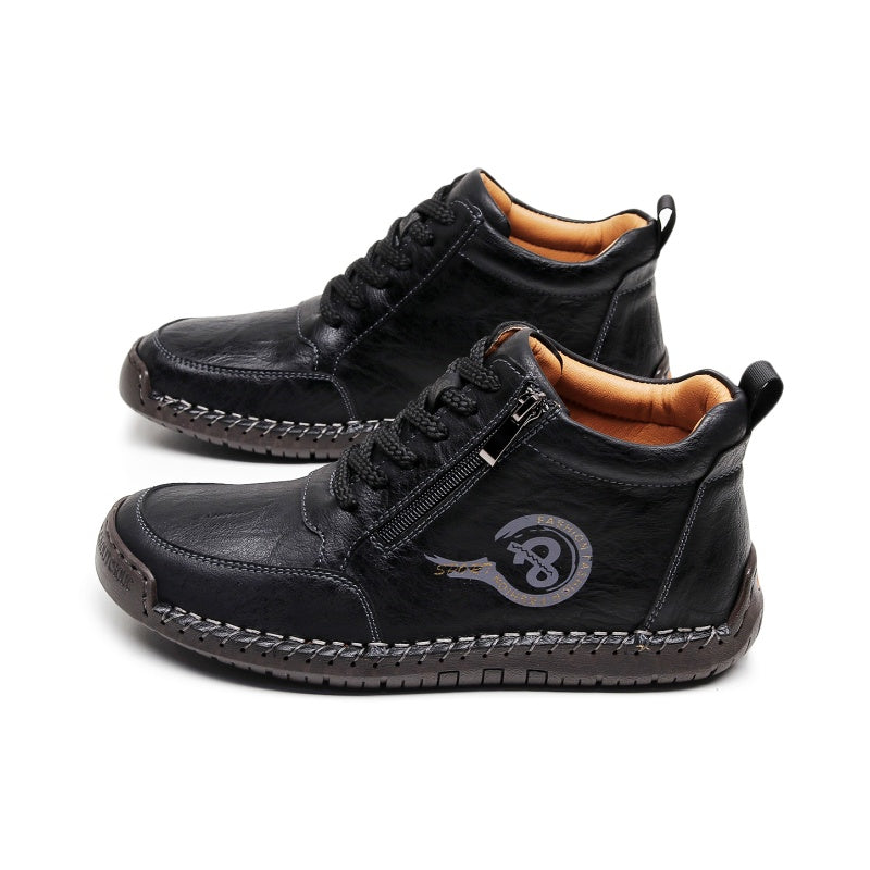 Vintage-Motorrad-Arbeitsstiefel für Herren – Handgefertigt, wasserdicht, rutschfest, strapazierfähige Outdoor-Schuhe
