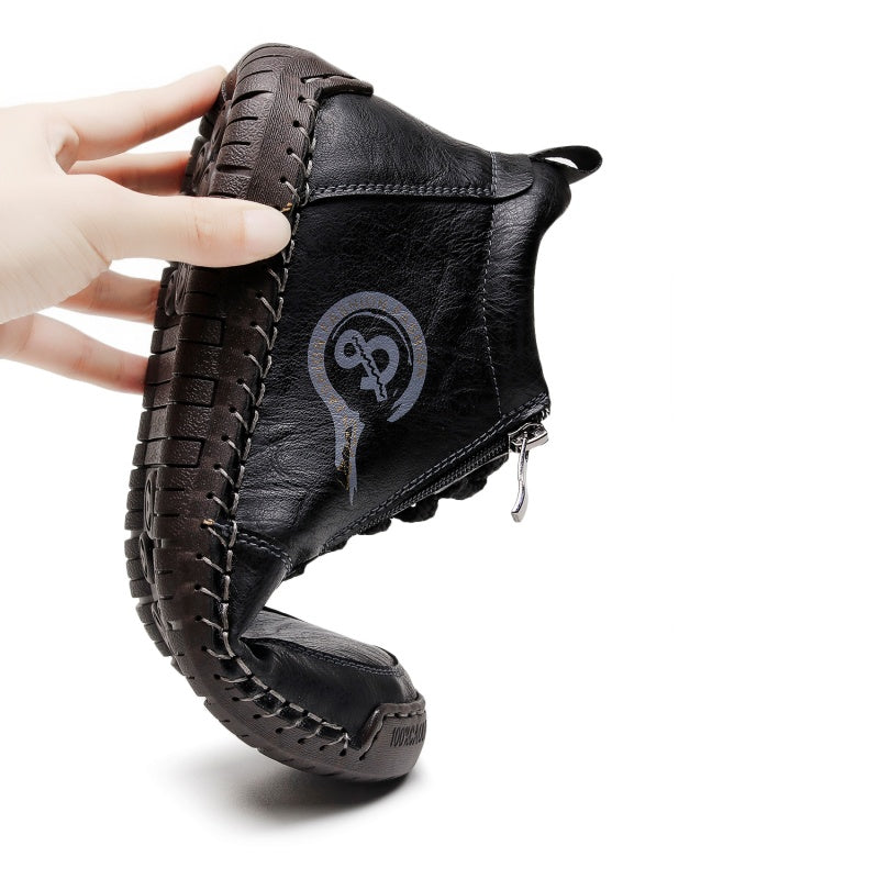 Vintage-Motorrad-Arbeitsstiefel für Herren – Handgefertigt, wasserdicht, rutschfest, strapazierfähige Outdoor-Schuhe