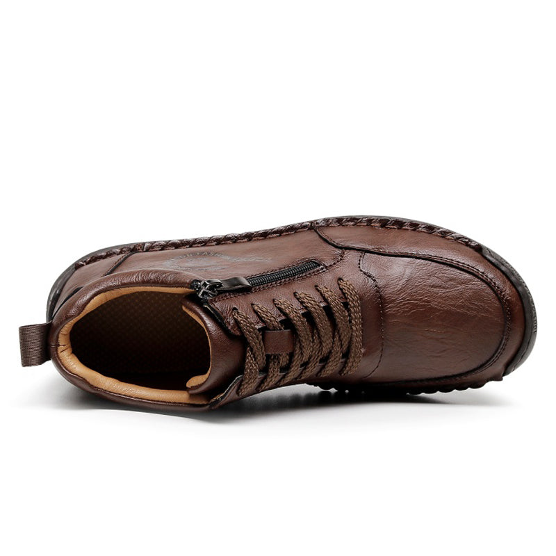 Vintage-Motorrad-Arbeitsstiefel für Herren – Handgefertigt, wasserdicht, rutschfest, strapazierfähige Outdoor-Schuhe