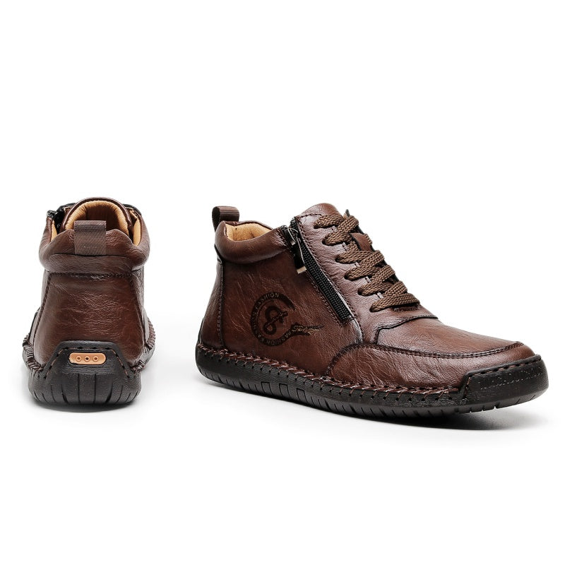 Vintage-Motorrad-Arbeitsstiefel für Herren – Handgefertigt, wasserdicht, rutschfest, strapazierfähige Outdoor-Schuhe