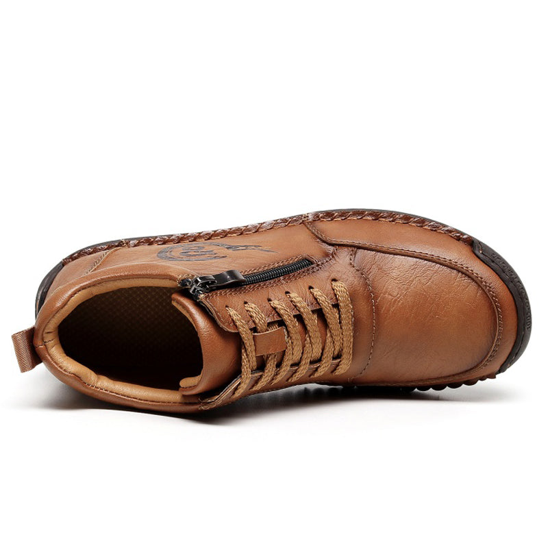 Vintage-Motorrad-Arbeitsstiefel für Herren – Handgefertigt, wasserdicht, rutschfest, strapazierfähige Outdoor-Schuhe