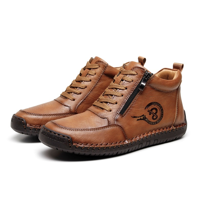 Vintage-Motorrad-Arbeitsstiefel für Herren – Handgefertigt, wasserdicht, rutschfest, strapazierfähige Outdoor-Schuhe