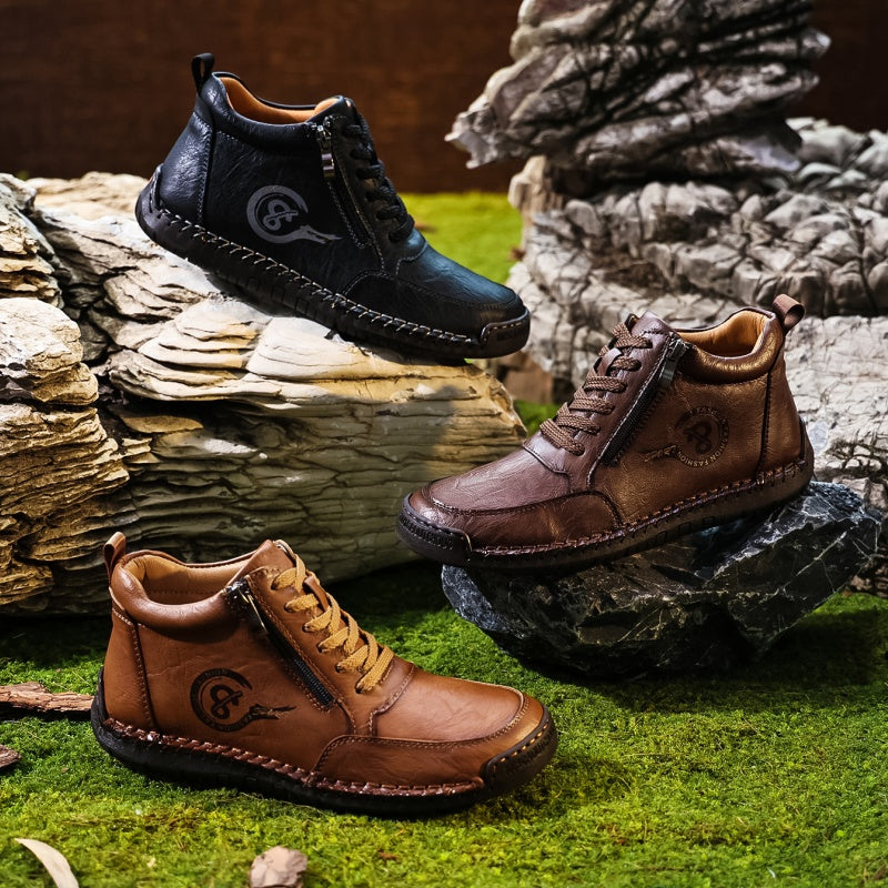 Vintage-Motorrad-Arbeitsstiefel für Herren – Handgefertigt, wasserdicht, rutschfest, strapazierfähige Outdoor-Schuhe