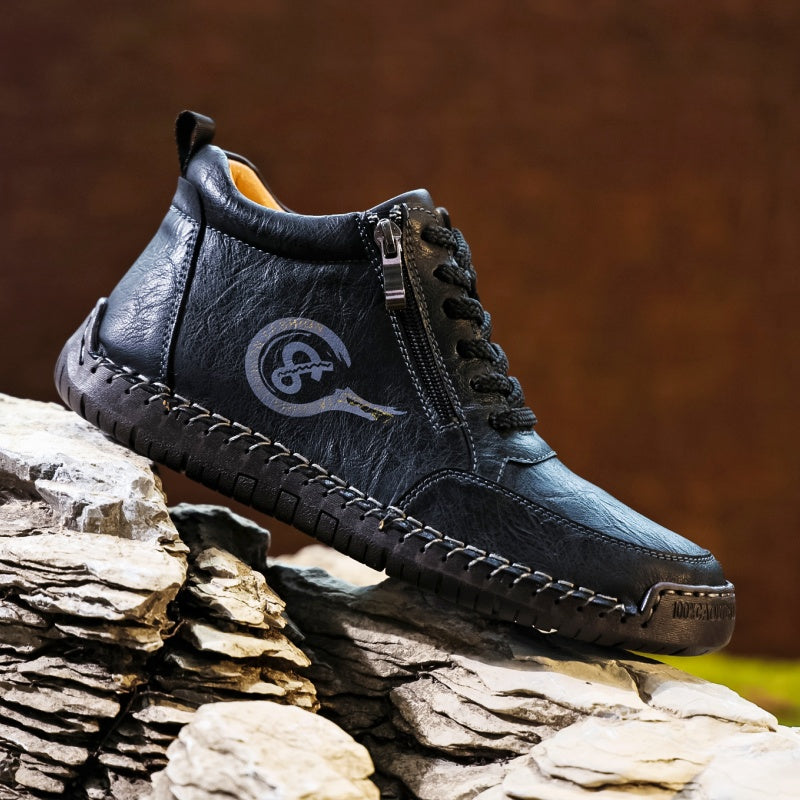 Vintage-Motorrad-Arbeitsstiefel für Herren – Handgefertigt, wasserdicht, rutschfest, strapazierfähige Outdoor-Schuhe