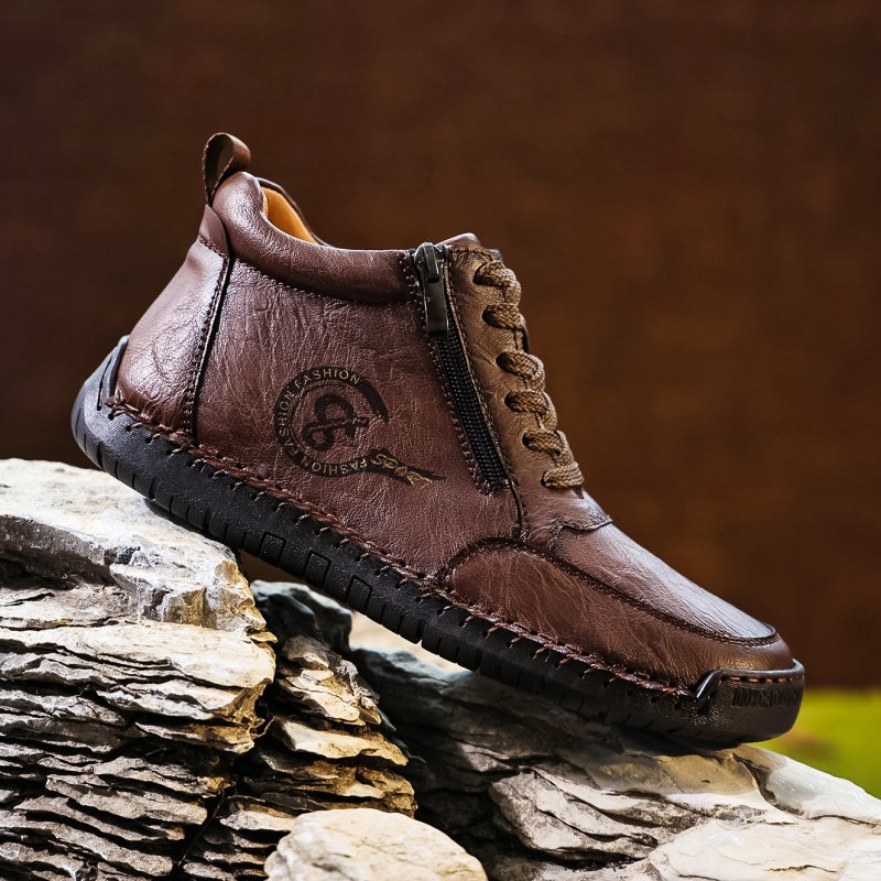 Vintage-Motorrad-Arbeitsstiefel für Herren – Handgefertigt, wasserdicht, rutschfest, strapazierfähige Outdoor-Schuhe