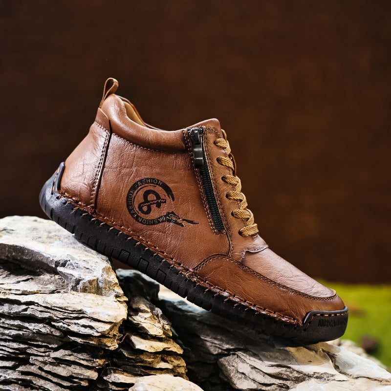 Vintage-Motorrad-Arbeitsstiefel für Herren – Handgefertigt, wasserdicht, rutschfest, strapazierfähige Outdoor-Schuhe