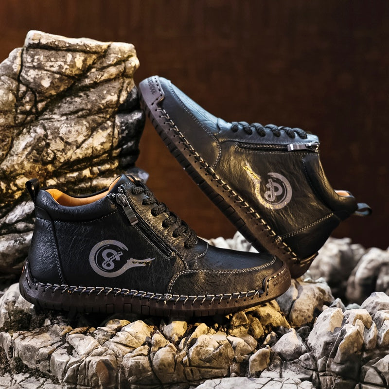 Vintage-Motorrad-Arbeitsstiefel für Herren – Handgefertigt, wasserdicht, rutschfest, strapazierfähige Outdoor-Schuhe