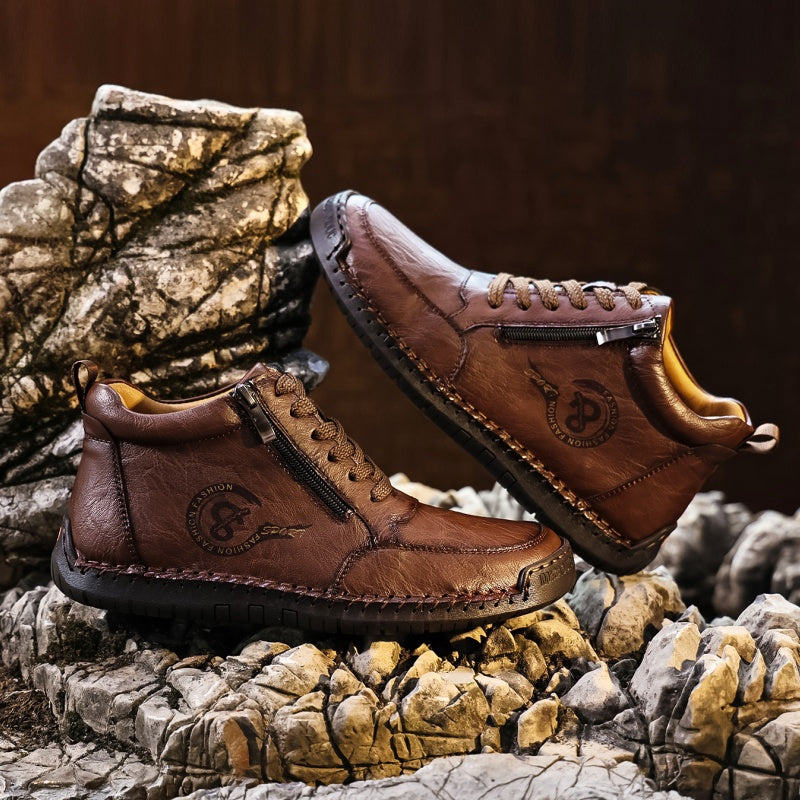 Vintage-Motorrad-Arbeitsstiefel für Herren – Handgefertigt, wasserdicht, rutschfest, strapazierfähige Outdoor-Schuhe