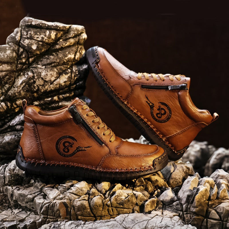 Vintage-Motorrad-Arbeitsstiefel für Herren – Handgefertigt, wasserdicht, rutschfest, strapazierfähige Outdoor-Schuhe