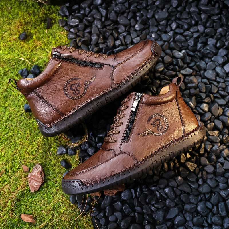 Vintage-Motorrad-Arbeitsstiefel für Herren – Handgefertigt, wasserdicht, rutschfest, strapazierfähige Outdoor-Schuhe