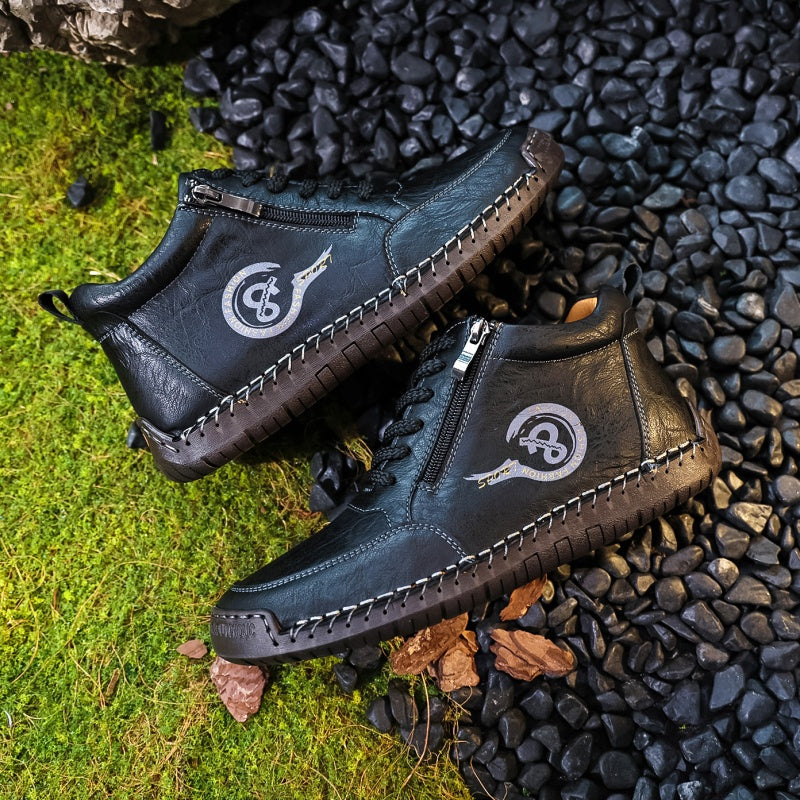 Vintage-Motorrad-Arbeitsstiefel für Herren – Handgefertigt, wasserdicht, rutschfest, strapazierfähige Outdoor-Schuhe