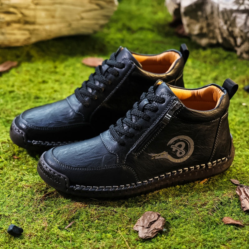 Vintage-Motorrad-Arbeitsstiefel für Herren – Handgefertigt, wasserdicht, rutschfest, strapazierfähige Outdoor-Schuhe