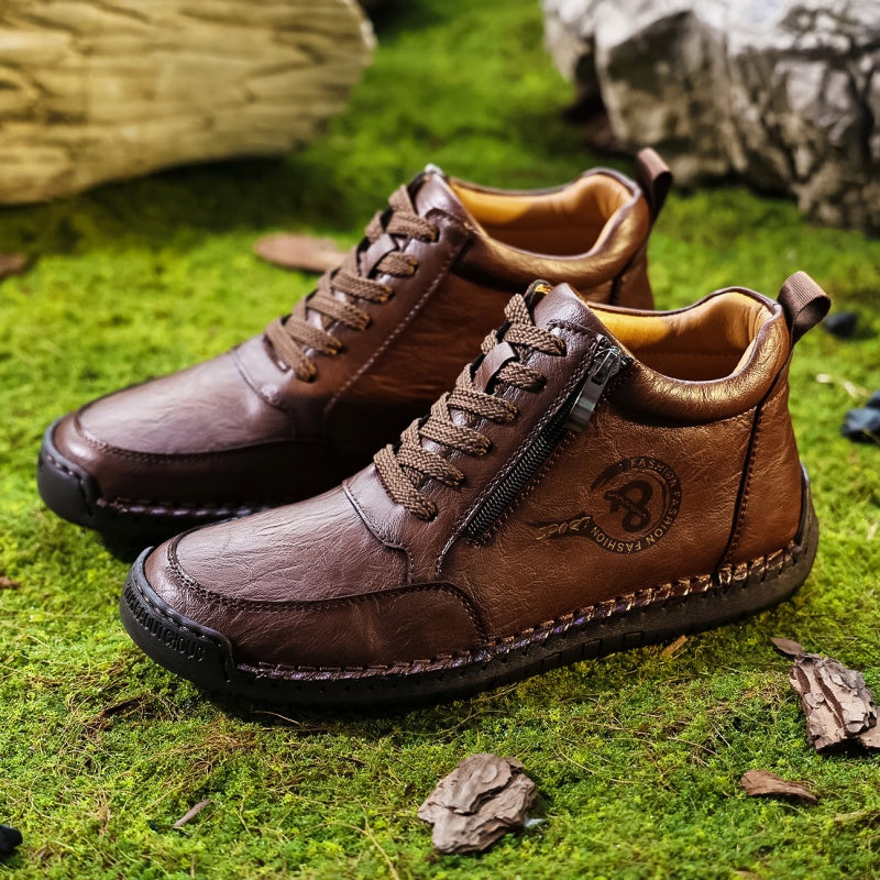 Vintage-Motorrad-Arbeitsstiefel für Herren – Handgefertigt, wasserdicht, rutschfest, strapazierfähige Outdoor-Schuhe