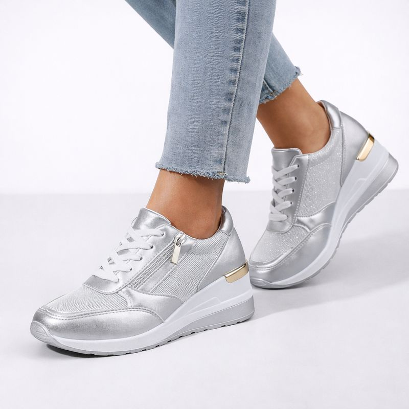 Neue orthopädische Damen-Sneaker mit Schnürsenkeln und seitlichem Reißverschluss