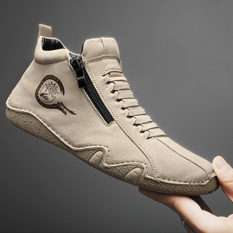 Lässige, handgefertigte Herren-Ankle-Boots aus Leder mit bequemer, weicher Sohle