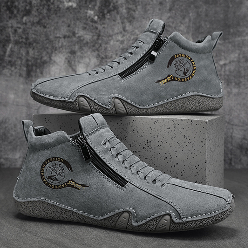 Lässige, handgefertigte Herren-Ankle-Boots aus Leder mit bequemer, weicher Sohle