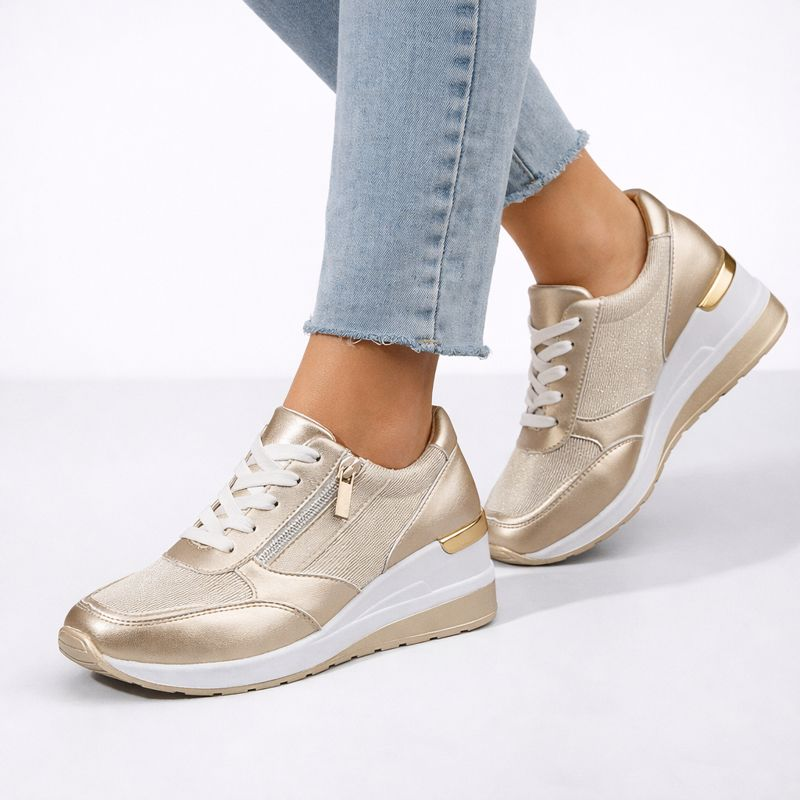 Neue orthopädische Damen-Sneaker mit Schnürsenkeln und seitlichem Reißverschluss