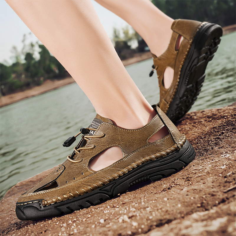 (🎁Free Orthotic Insoles🔥)Men’s Outdoor Slip-On Shoes – Anti-Slip Rubber Sole, Comfortable Lining, Arch Support, Wide Toe Box, Handmade Casual Hiking & Work