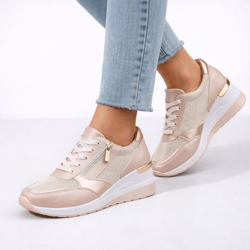 Neue orthopädische Damen-Sneaker mit Schnürsenkeln und seitlichem Reißverschluss