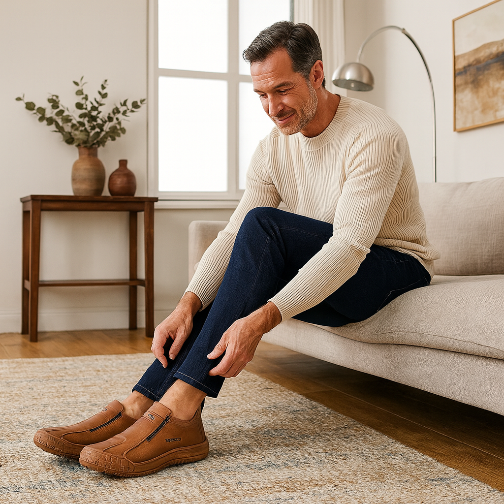 🐂 Intelligente Schuheinlagen mit künstlicher Intelligenz | Hochwertiges Leder + handgenäht: Ein Must-have für Herren 🔴 Tragbare orthopädische Schuhe