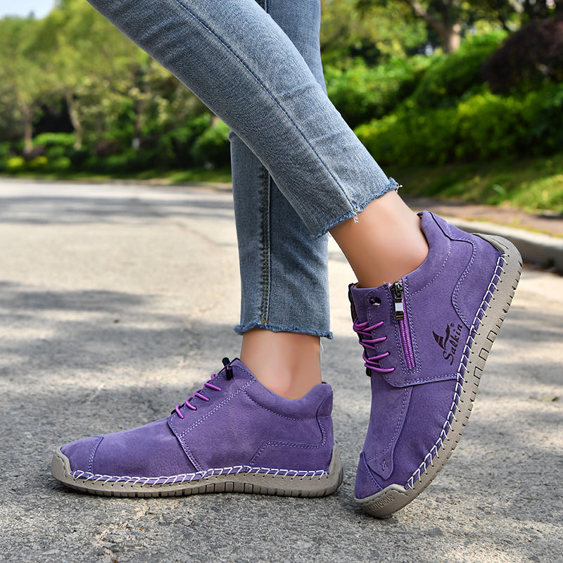 Orthopädische Freizeit-Lederstiefel für Damen – weiter Zehenbereich, Fußgewölbestütze, wasserdicht, druckentlastend – für Alltag und Reisen