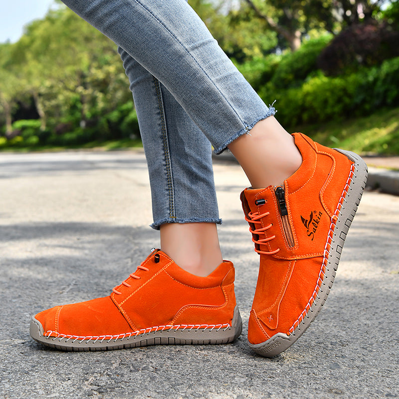 Orthopädische Freizeit-Lederstiefel für Damen – weiter Zehenbereich, Fußgewölbestütze, wasserdicht, druckentlastend – für Alltag und Reisen