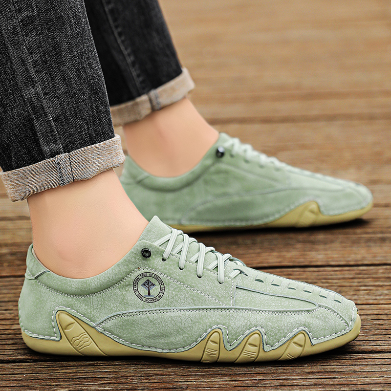 (🎁Free Orthotic Insoles🔥)Men’s Handmade Premium Cowhide Leather Lace-Up Dress Shoes with Arch Support, Breathable for Summer Walking & Driving