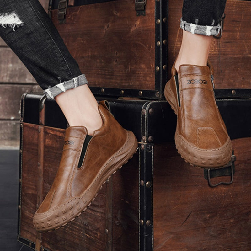 🐂 Intelligente Schuheinlagen mit künstlicher Intelligenz | Hochwertiges Leder + handgenäht: Ein Must-have für Herren 🔴 Tragbare orthopädische Schuhe