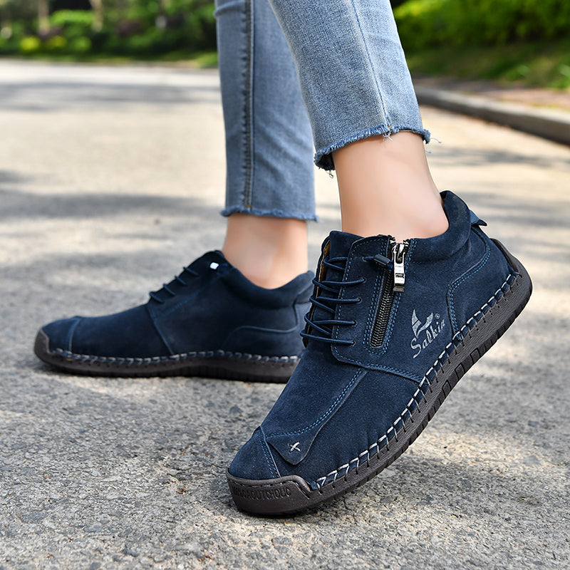 Orthopädische Freizeit-Lederstiefel für Damen – weiter Zehenbereich, Fußgewölbestütze, wasserdicht, druckentlastend – für Alltag und Reisen