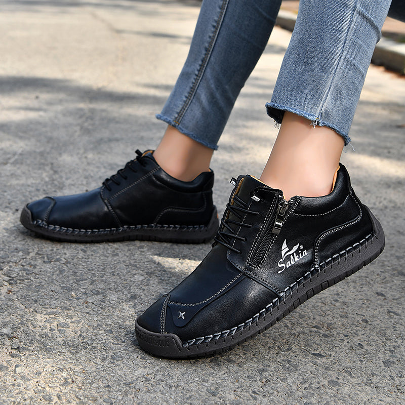 Orthopädische Freizeit-Lederstiefel für Damen – weiter Zehenbereich, Fußgewölbestütze, wasserdicht, druckentlastend – für Alltag und Reisen