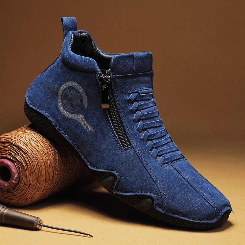 Lässige, handgefertigte Herren-Ankle-Boots aus Leder mit bequemer, weicher Sohle