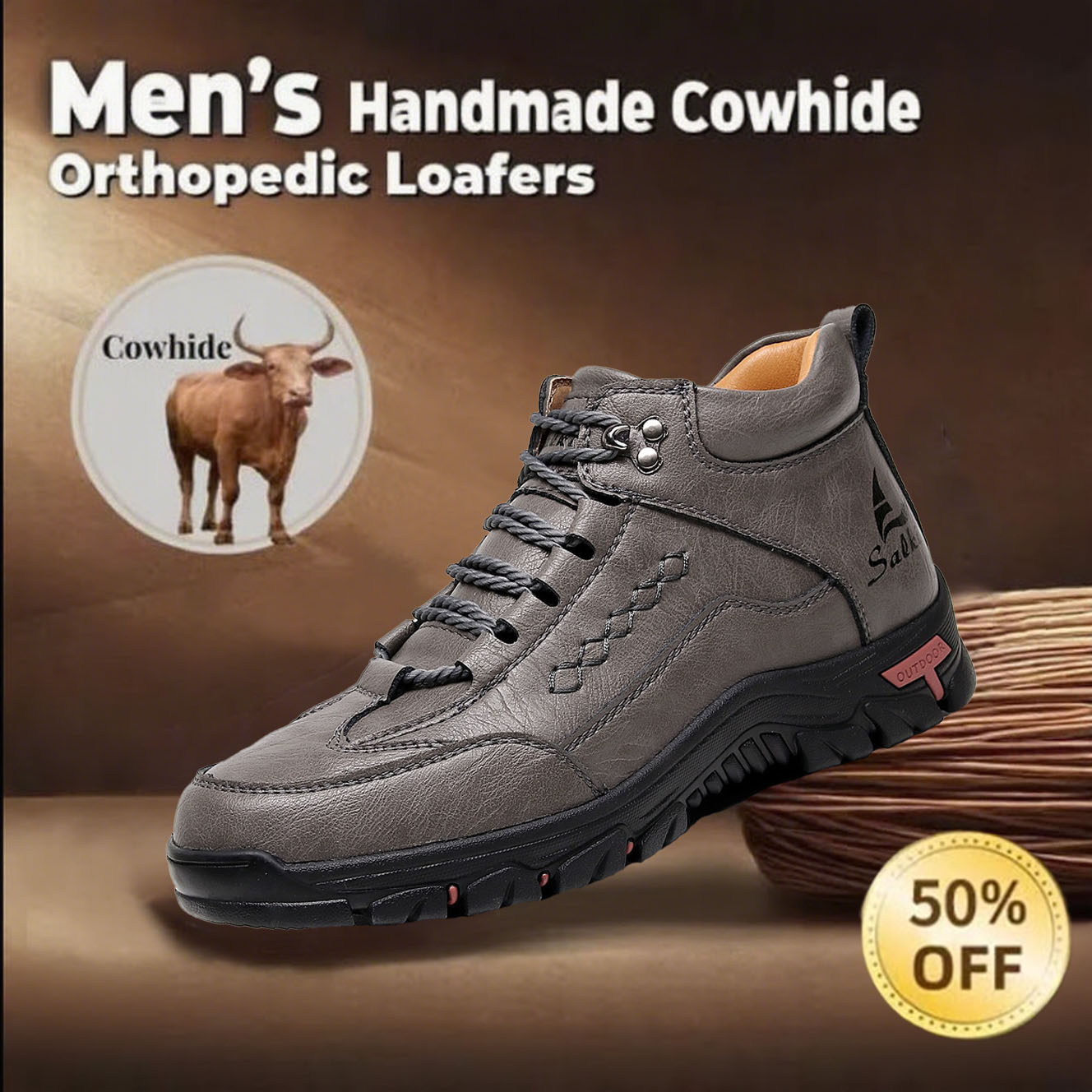Heute 70 % Rabatt🔥 Lässige, rutschfeste und strapazierfähige High-Top-Loafer aus Leder mit Fußgewölbeunterstützung
