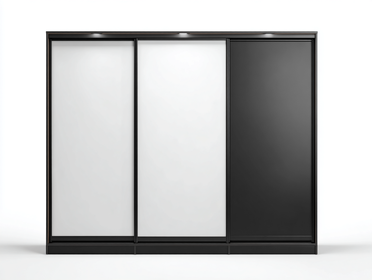 Wardrobe 3 sliding door storage cabinet 94x24x80 inches black white bedroom use - modern minimalist style-Sofaupbase