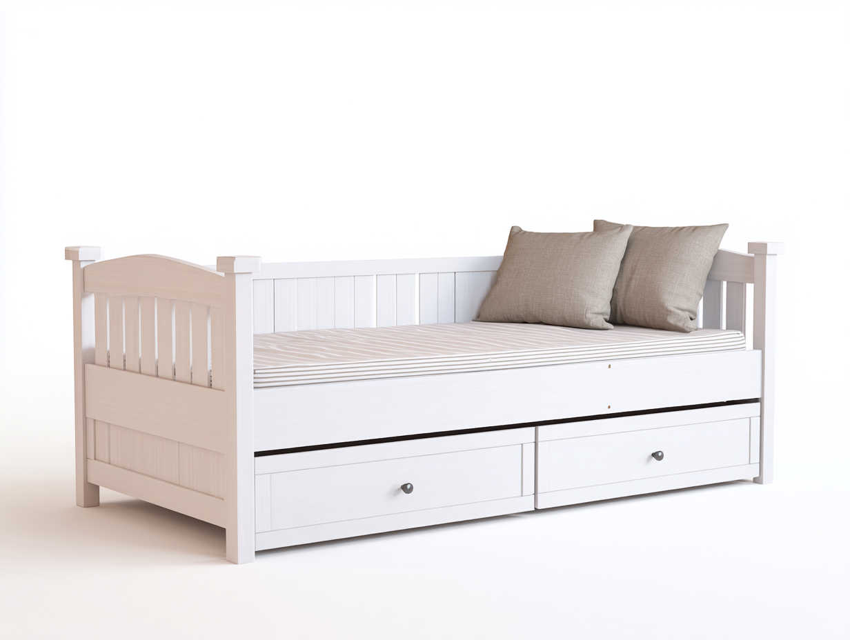 Twin Bed Wood Frame 80x42x36 inches White for Bedroom Modern Design-Sofaupbase
