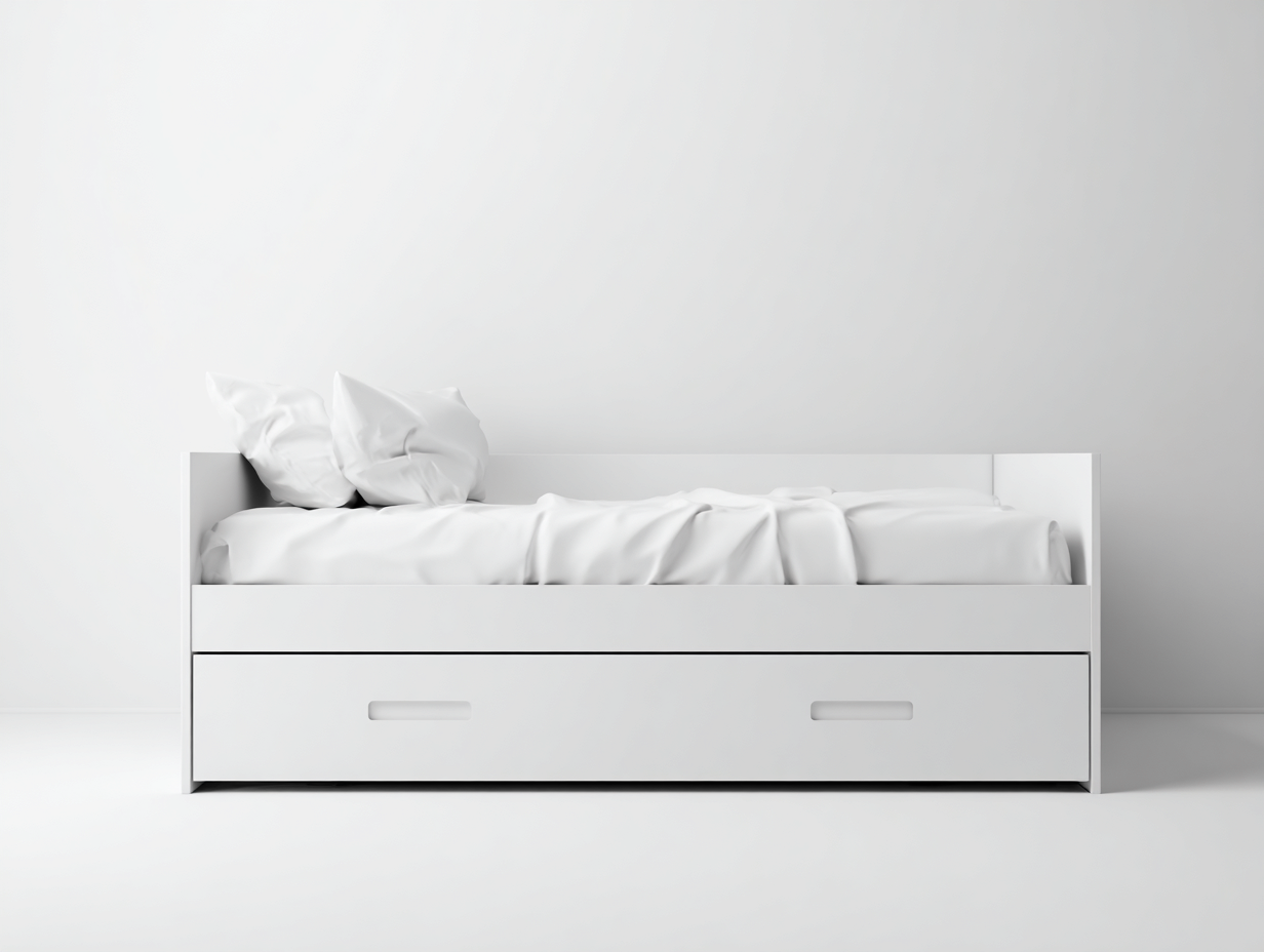 Twin Bed Wood Daybed with Storage 78x41x30 inches - White - Minimalist Design-Sofaupbase