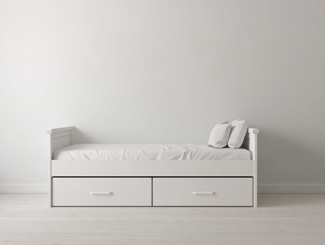 Twin Bed Solid Wood Frame Storage Design 76x40x30 inches - White - Modern Practical Style-Sofaupbase
